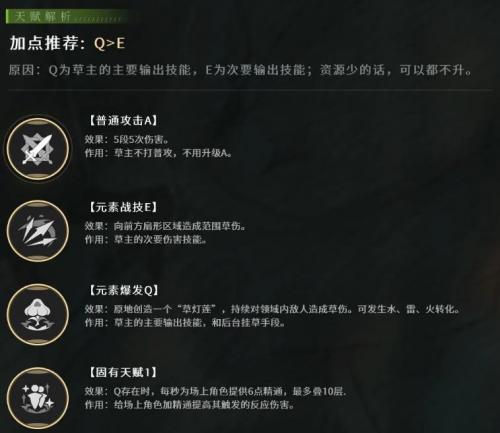 《原神》草主天赋加点方式推荐
