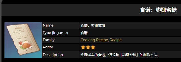 《原神》枣椰蜜糖食谱获得方法详情