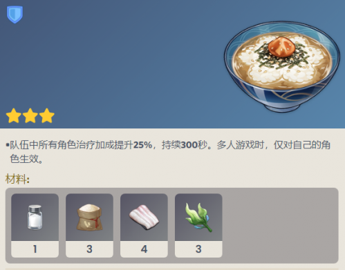 《原神》3.3版本新增料理食谱大全